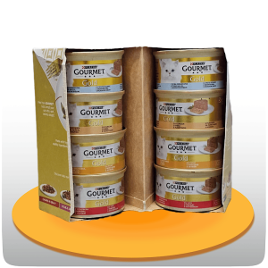 پک 8 عددی کنسرو گربه گورمت گلد پته در 4 طعم متنوع
