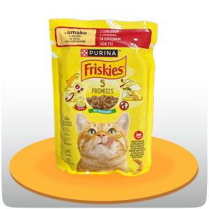 پوچ گربه فریسکیز با طعم گوشت